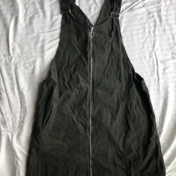 Charlotte Russe Dresses & Skirts - Green Corduroy Overall Dress NWOT